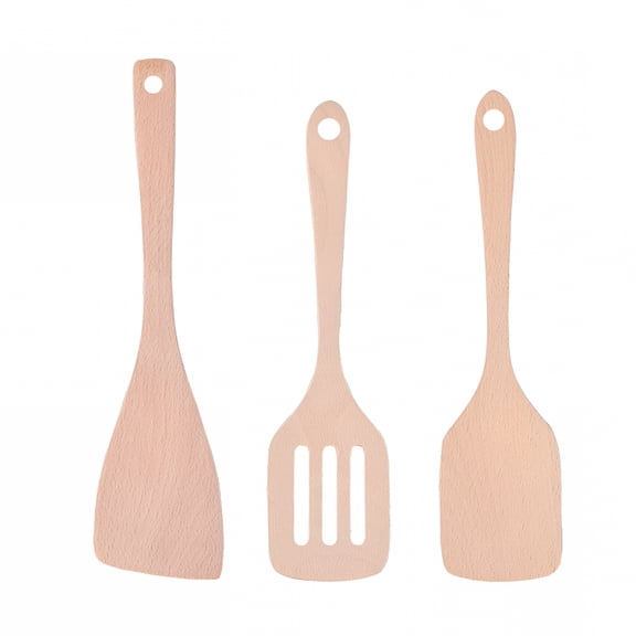 ACDANC 3 Pcs Wooden Cooking Spatulas Set, Non-Toxic Bamboo Turner and Saut Paddle, Non-Stick Safe Kitchen Utensils for Stir-Frying