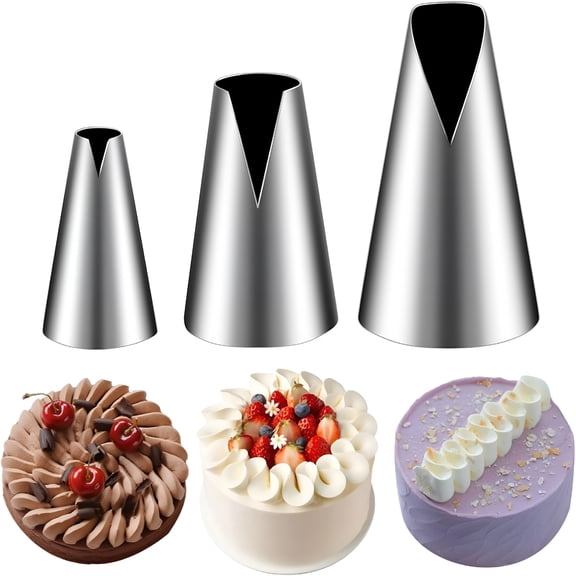ACDANC 3 Pieces V-Shaped Piping Tips Set,Cake Decorating Tips,Frosting Icing Tips for Cupcakes,Cake,Cookie and Decorating