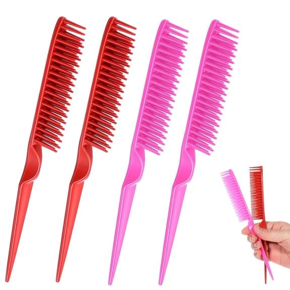 ACDANC 3 Row Comb,4Pcs Curl Defining Combs Triple Row Styling Comb,Rat Tail Teasing Brush,Styling Hair Combs for Women Detangling,Defining and Curls Sectioning Hair
