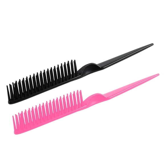 ACDANC 3 Row Hair Comb for Natural Detangling,Hair Styling Brush,Nylon Bristle Unbraider Teasing Rat Tail Comb for Women Men 3 Row Razor Combblack and Pink