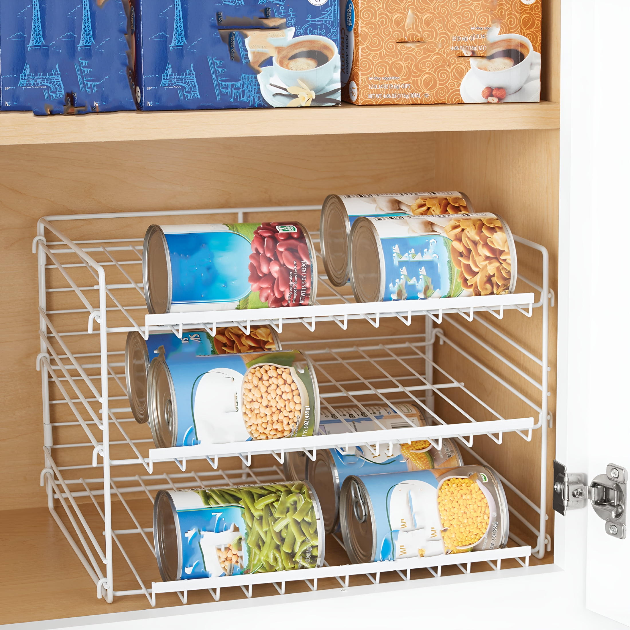 ACDANC 3-Tier Can Dispenser Rack Organizer Powder Coated Steel White ...