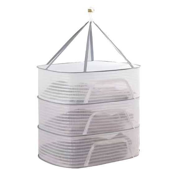 ACDANC 3-Tier Collapsible Herb Drying Rack, Mesh Hanging Net for Vegetables, Fruits, Flowers, Clothes, Windproof Indoor & Outdoor
