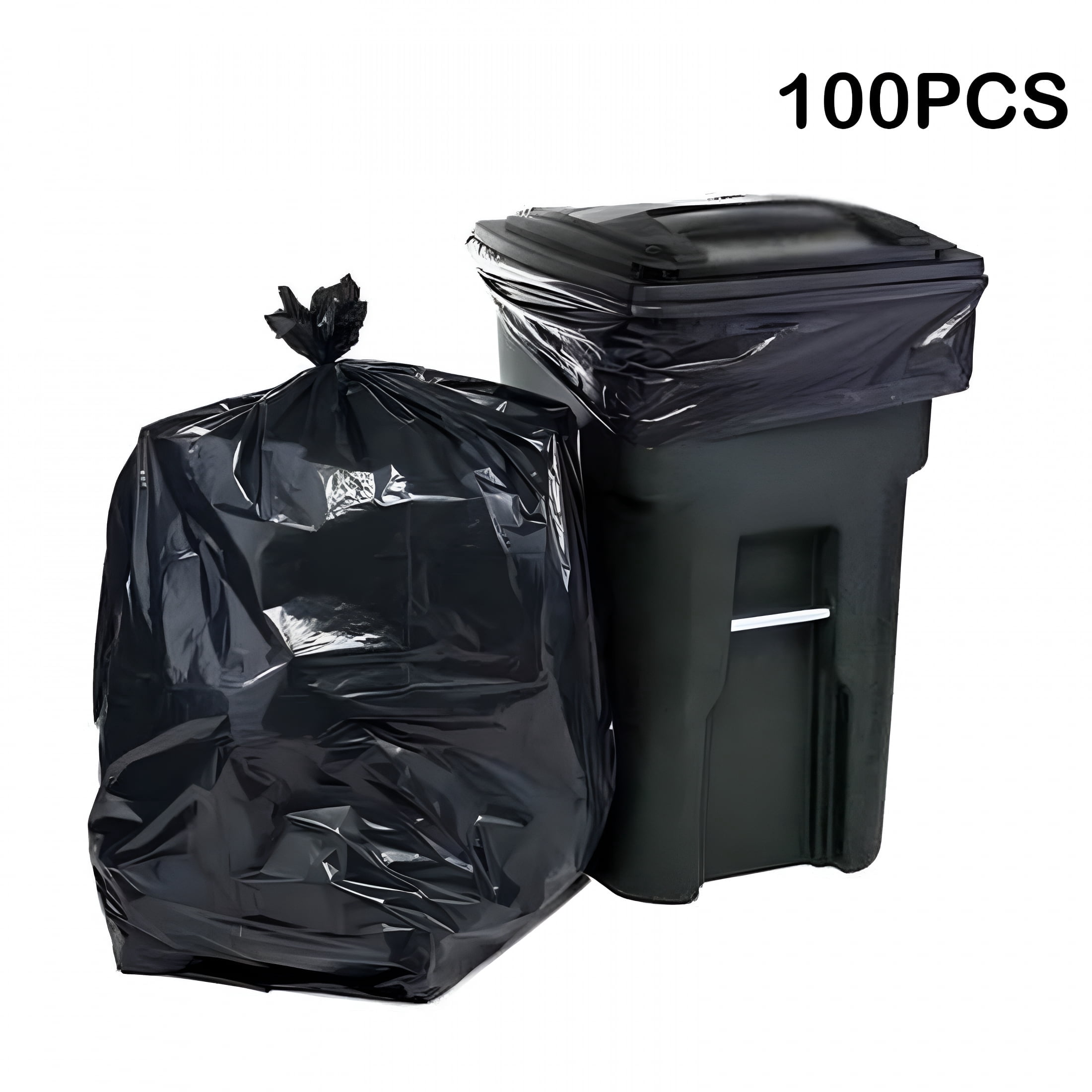 ACDANC 30 Gallon Bathroom Trash Bags Drawstring Garbage Bags Garbage Cans Household Kitchen Bathroom Garbage Storage Bags (1 Roll,100PCS,Black)
