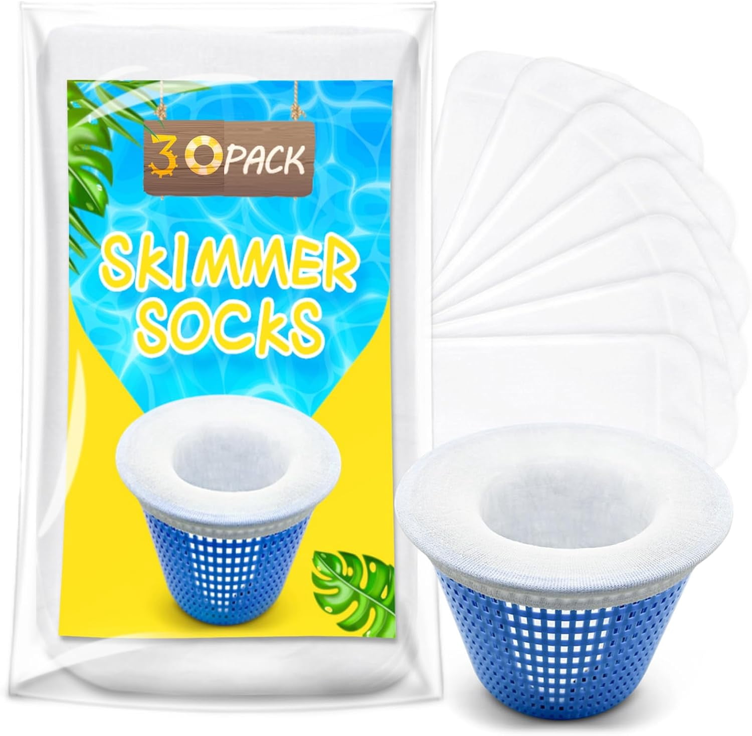 ACDANC 30 Pack Pool Skimmer Filter Socks for Inground Pool Or Above ...