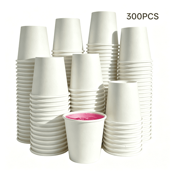 ACDANC 300 Pack 3 Oz Bathroom Cups,Bpa-Free Disposable Mouthwash Cups,Stackable Leak-Proof Disposable Paper Cups for Rinsing,Espresso,Medication & Sampling(White)