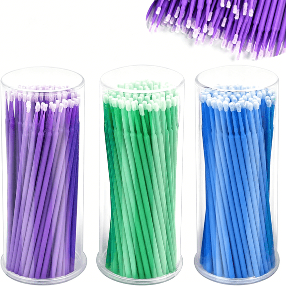 ACDANC 300 Pcs Small Paint Brushes for Touch Up,Fine Tip Paint Brush Set for Automotive Paint Chip Repair,Disposable Paint Brushes Bulk with 2.5Mm,2.0Mm & 1.5Mm Sizes (Blue,Green,Purple)