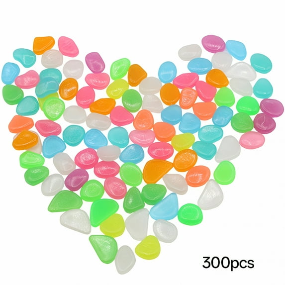 ACDANC 300PCS Glow in The Dark Pebbles, Glowing Rocks for Aquarium Decoration, Outdoor Decor, Garden Lawn Yard, Walkway, Fish Tank, Pathway, Driveway