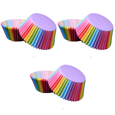 ACDANC 300Pcs Mini Muffin Liners,Oil-Resistant Design Muffin Liners,Anti-Slip Design Creative Diy Cupcake Carrier,Rainbow Border