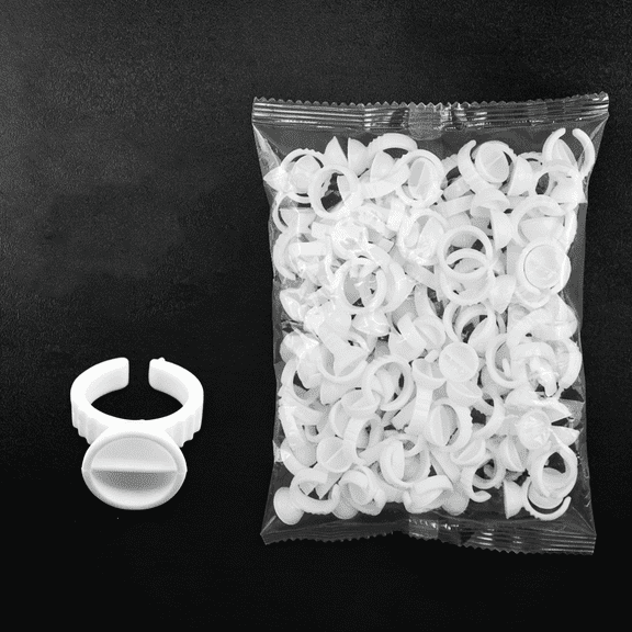 ACDANC 300Pcs Tattoo Rings Cups Disposable Glue Holder Plastic Tattoo Ink Pigment Ring Adhesive Makeup Rings Palette for Eyelash Extension Nail Art Ink Cups Tattoo