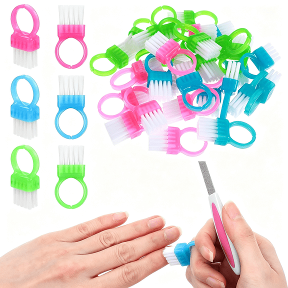 ACDANC 30Pcs Mini Finger Nail Brush for Cleaning Fingernails/Toenails, Hand & Nail Brush Rings, Nails Brushes to Clean Nails, Manicure/Pedicure Scrubber Brushes for Men/Women(Pink/Blue/Green)