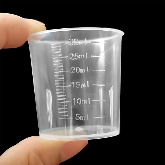 ACDANC 30ml/1oz Plastic Liquid Measuring Cups - 10PCS Mini Clear Kitchen Medicine Cups Transparent Labs Graduated Beakers Baking Cooking Home Lab Measure Tool