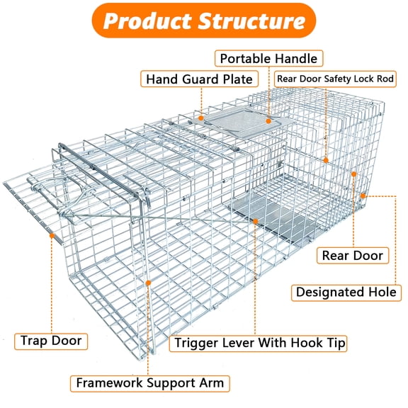 ACDANC 31" Live Animal Cage Trap,Heavy Duty Folding Traps,Hunting Cage Traps,Raccoons,Squirrel,Skunk,Mole,Groundhog,Armadillo,Rabbit,Chipmunks,Catch and Release