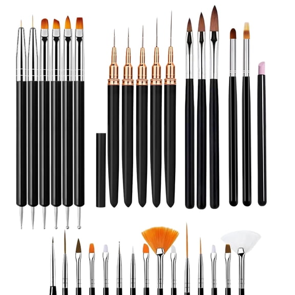 ACDANC 34Pcs Nail Art Brush Set-Complete Kit with Dotting Tool,Liner Brushes,Acrylic Brushes,Ombre Brush,Cuticle Tool,Rhinestone Picker Pencil for Beginner to Pro Nail Design