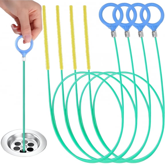 ACDANC 35 Inch Drain Snake Hair Clog Remover 4 Pack, Anti-Break Metal Sink Snake with Nylon Coating and Microhook Tip, Flexible Drain Cleaner Tool for Shower, Bathroom Sink, and Tub Drain Unclogging