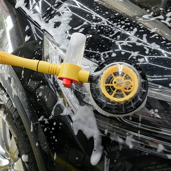 ACDANC 360 Rotating Car Wash Brush Kit Long Handle with Hose Attachment Detachable and Retractable Mop for Effortless Car Cleaning Includes 5 Nozzle Modes and Foam Dispenser yellow