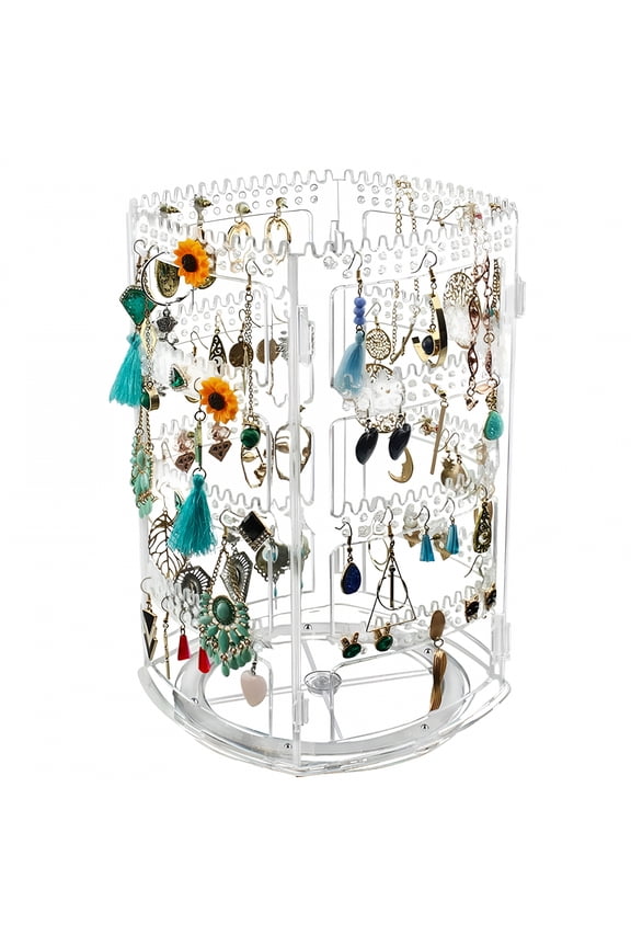 360 Rotating Earring Holder Stand Clear Earrings Organizer, Acrylic