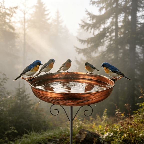 ACDANC 38 Inch Tall Bird Bath with Stake,Vintage Copper Bird Bath for Outside Metal Freestanding Birdbath for Garden Yard Patio