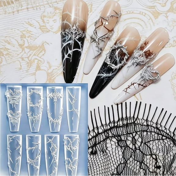 ACDANC 3D Nail Molds Thorns Design, Silicone Tool Art Y2K Decoration Nail Molds