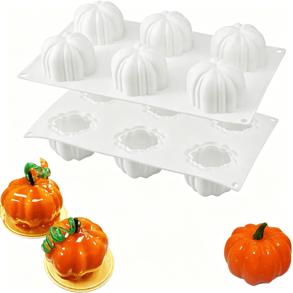 ACDANC 3D Pumpkin Silicone Mold,6 Cavity Soap Silicone Molds,Durable Pumpkin Cake Mold Silicone for Halloween Thanksgiving Day Diy Art Home Dcor Durable Halloween Silicone Molds(1Pcs)