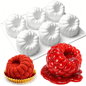ACDANC 3D Raspberry Silicone Molds for Mousse Cake - 6 Cavity Fruit Pudding Mold for Baking Pastry,Ice Cream,Cake Decoration Mould Supplies