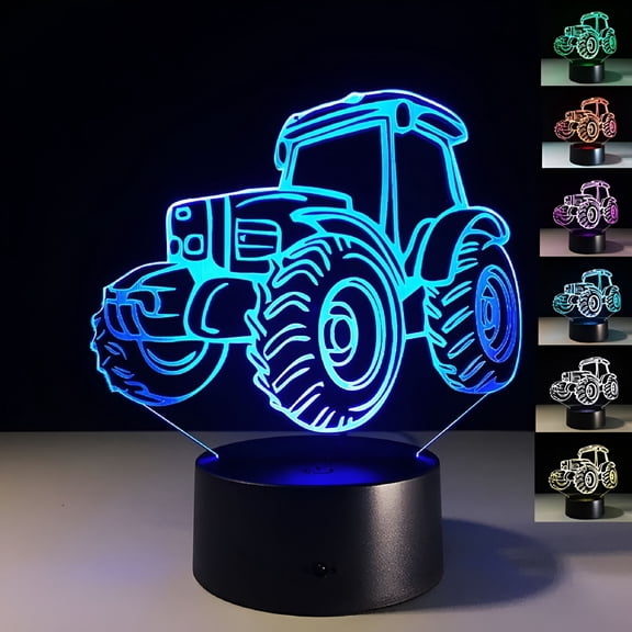 ACDANC 3D Tractor Table Lamp Bedroom Touch Night Light 7 Colors LED Home Decor Gift Black