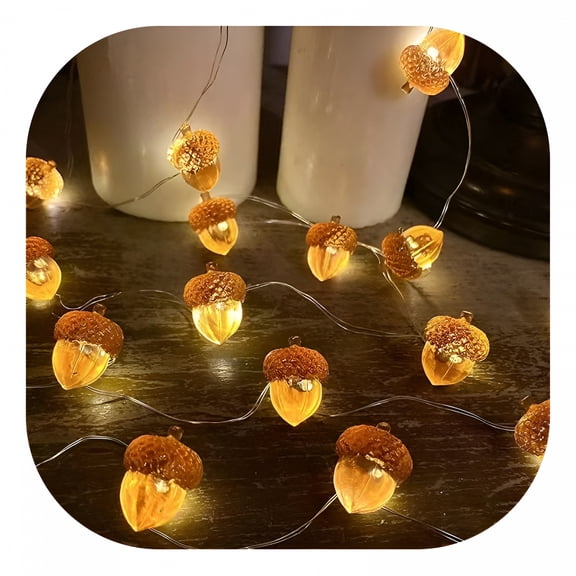 ACDANC 3D Twinkle Acorn Fall Decorations Harvest String Lights 10Ft Copper Wire 30 Leds Battery Powered with Remote Control for Wedding Bedroom Fireplace Mantel Ornaments Home Decor