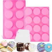 ACDANC 3PCS Cake Puck Mold Set, Silicone Chocolate Cover Desserts Mold with 12-Cavity Round Cake Pop Molds and 8-Cavity Deep Puck Molds for DIY Cake Cores, Cookie, Candy, Jelly