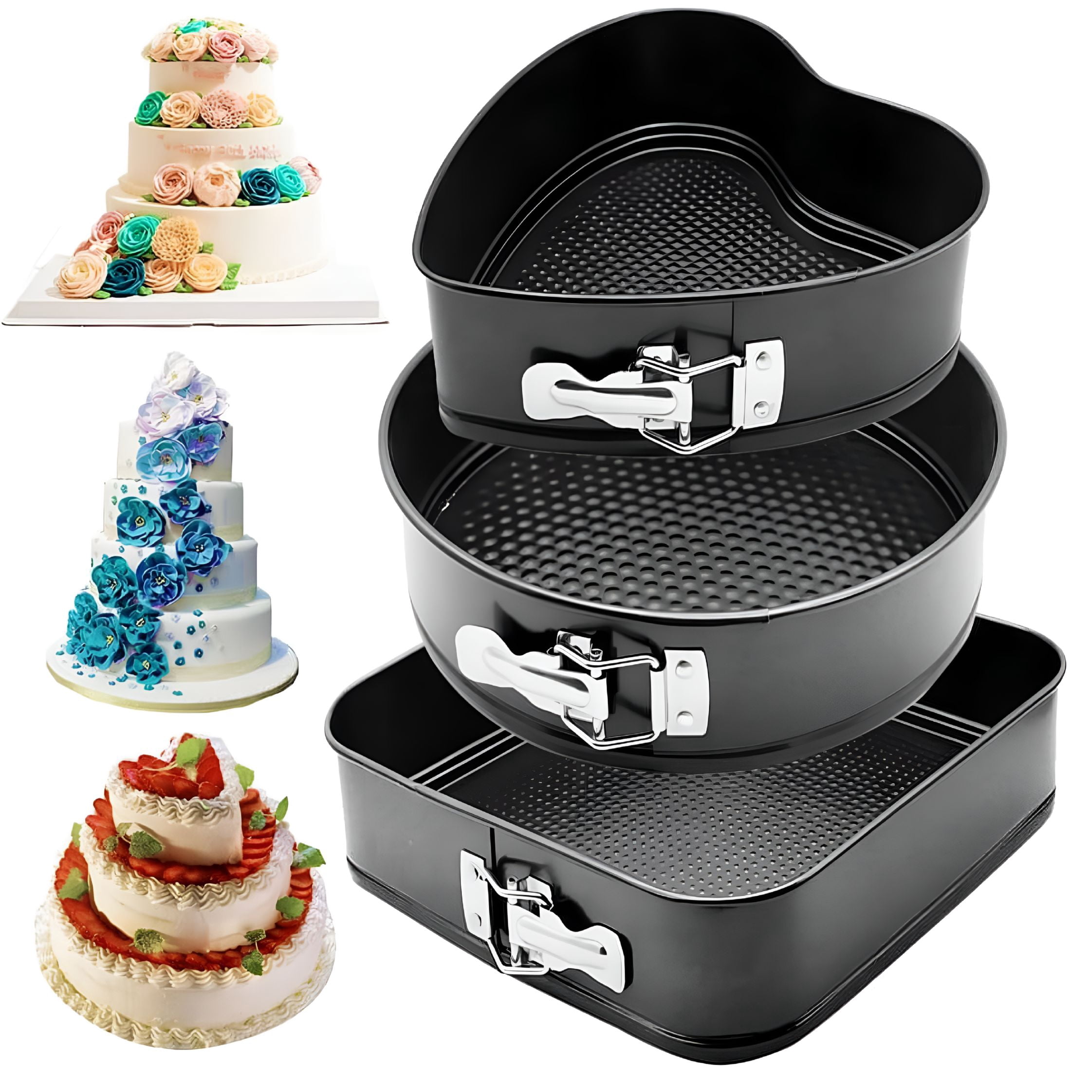 ACDANC 3PCS Set Heart Square Round Shape Spring Form Cake Pan Set ...