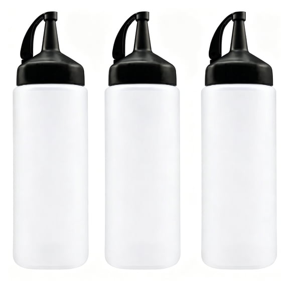 ACDANC 3Pack Plastic Squeeze Bottles,6 Oz Plastic Squeeze Squirt Condiment Bottles with Leak-Proof Cap,Condiment Squeeze Bottles Ketchup Squeeze Bottle for Kitchen Use
