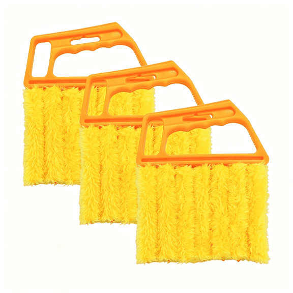 ACDANC 3Pcs Blind Cleaner Duster Tool, 7 Fingers Microfiber Handheld Shutter Cleaning Brush for Car Air Conditioner, Detachable Auto Air Vent Dusting Cleaner, Universal for Most Vehicles (Orange)