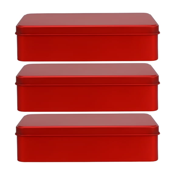 ACDANC 3Pcs Empty Metal Tins Box with Lid Rectangular Cookie Tin Treats Storage Container
