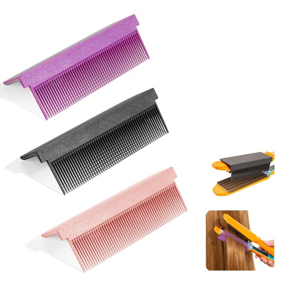 ACDANC 3Pcs Flat Iron Comb,Silk Press Grip Comb for Flat Ironing Hair Attachment Clip on Pressing Combs for Black Hair