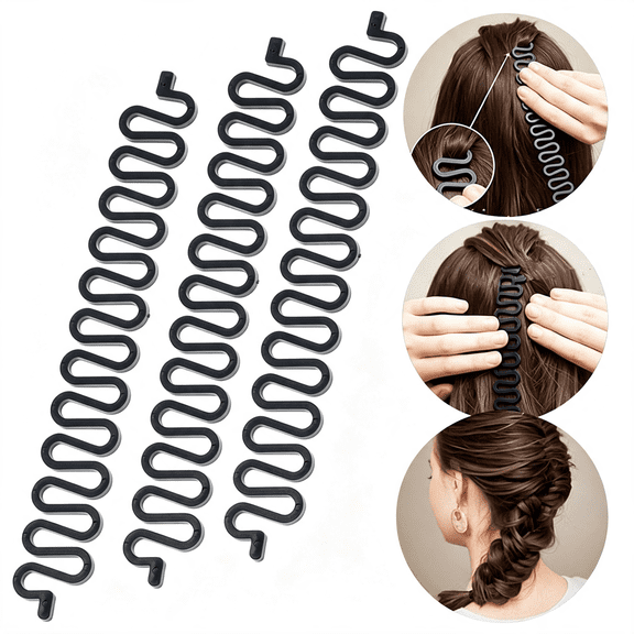 ACDANC 3Pcs Hair Braiding Tool Roller with Hook Magic Hair Twist Styling Bun Maker Diy Hair Style Accessories Black 3Pcs Hair Braiding Tools