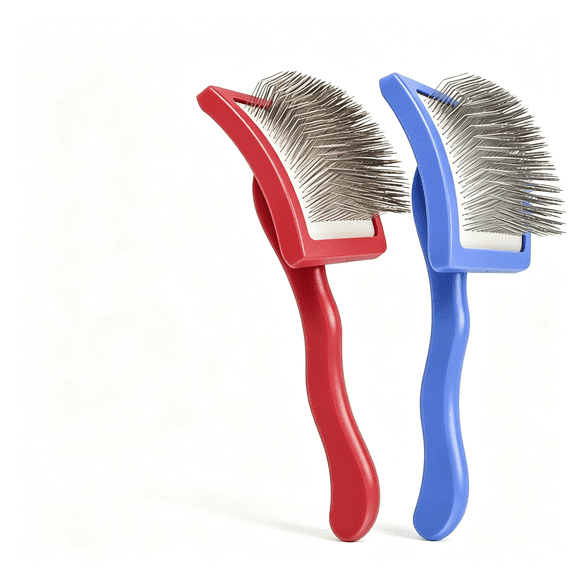 ACDANC 3Pcs Long Pin Slicker Brush for Dogs Set,2 Professional Dog Grooming Brushes for Goldendoodles,Poodles & Labradoodles,Removes Mats,Knots & Loose Hair (Blue&Red)
