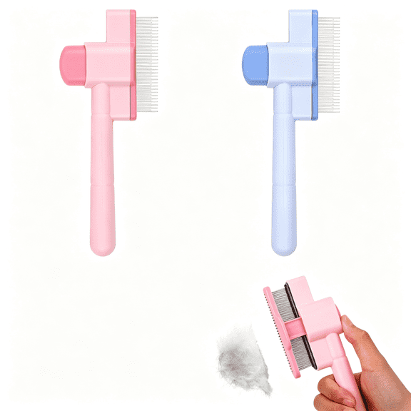 ACDANC 3Pcs Pet Flea Comb Set,Self Cleaning Pet Comb with Stainless Steel Teeth,Flea Brush for Cat&Dogs with Scissors Self Cleaning Dog Combs