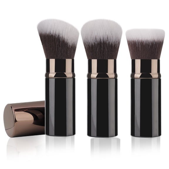 ACDANC 3Pcs Retractable Kabuki Brush Travel Foundation Blush Brush Retractable | Portable Makeup Brushes with Cover for Blending Liquid Foundation Powder Bronzer Concealer Face Blush for Women