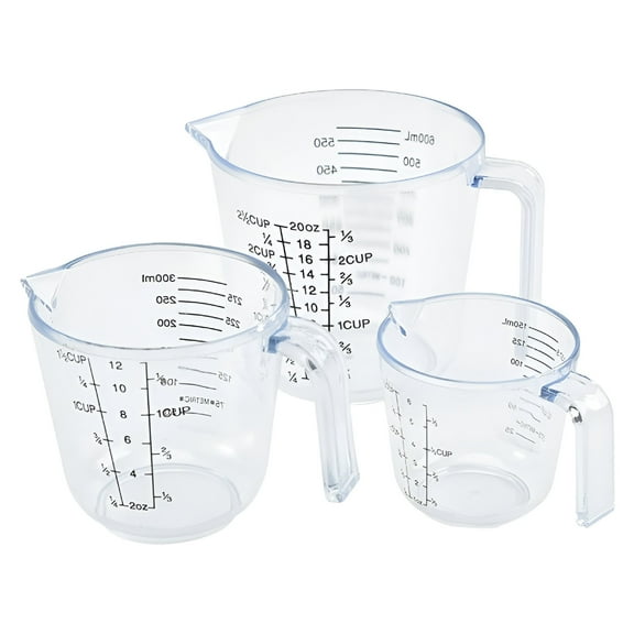 ACDANC 3pc Clear Glass Measuring Cups Set for Kitchen Cooking Baking