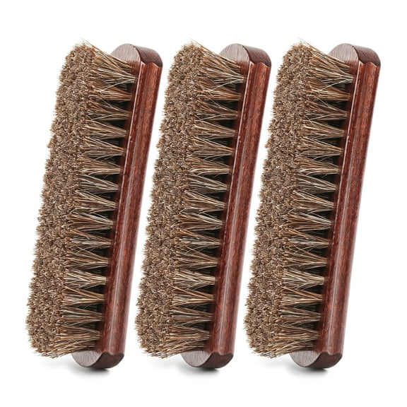 ACDANC 3pcs 7" 100% Horse Hair Shoe Brush for Leather Horsehair Brushes Boots Cleaning Polishing Buffing Shine Professional Cobbler Furniture Sneakers Care Set Suede Jackets Dusting Brushing Tool