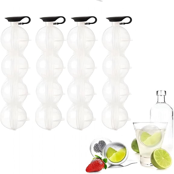 ACDANC 4-Hole Ice Ball Maker 4-Hole Ice Box,Ice Hockey Mold Round Trays,Whiskey Ice Mold Bar Round Ice Cube Maker Suitable Ice Ball Maker Mold(4Pcs)