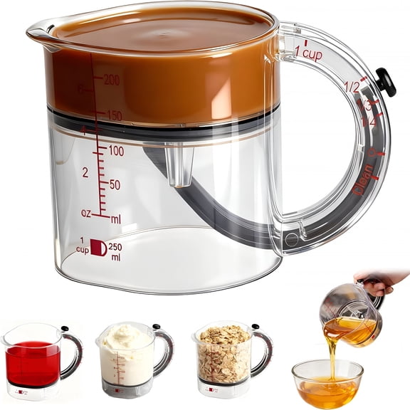 ACDANC 4 In1 Adjustable Measuring Cup with Scraper-Style Seal Base,Multi-Functional Up Cup Measuring Cup,Space-Saving Easy to Clean for Cooking and Baking & Ingredients