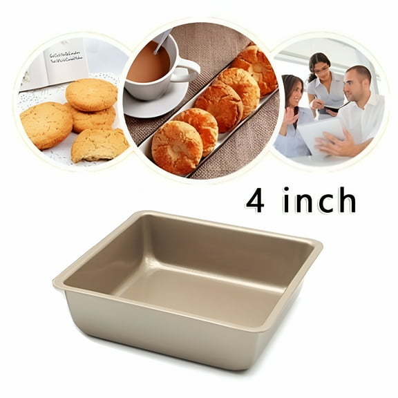 ACDANC 4 Inch Square Nonstick Baking Pan, Small Deep Cake Pan for Lasagna and Pies, Leakproof Oven Bakeware, Easy Release