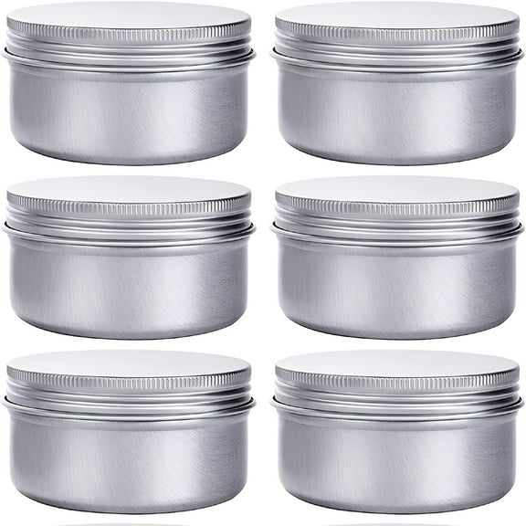 ACDANC 4 Ounce Aluminum Cans 120 mL Screw Lid Metal Storage Tins Containers for Storing Spices,Candies,Lip Balm,Candles,6 Pcs.
