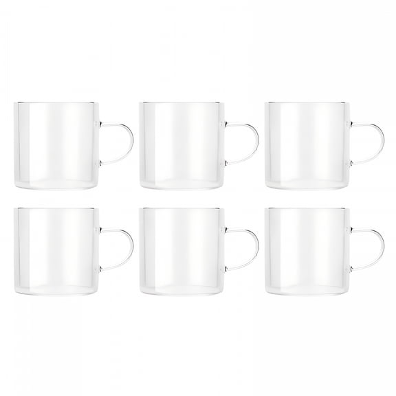 ACDANC 4 Oz Double Wall Glass Coffee Mugs,Glass Tea Cup with Widened Handles for Espresso Coffee,Cappuccino,Tea Bag,Latte,Hot Cold Beverages,Juice,Clear Glass Mugs with Handles Cappuccino Cup