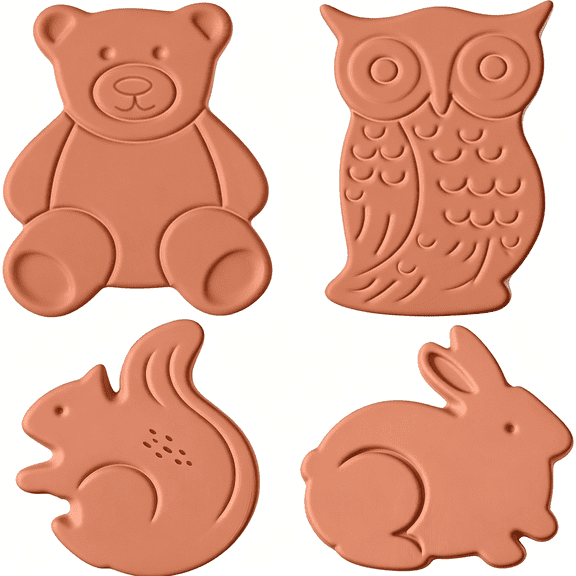ACDANC 4 Pack Brown Sugar Saver Set Terracotta Brown Sugar Keeper Softener Disc with Bear Design Multiple Uses for Food Storage Containers Keeps Dry