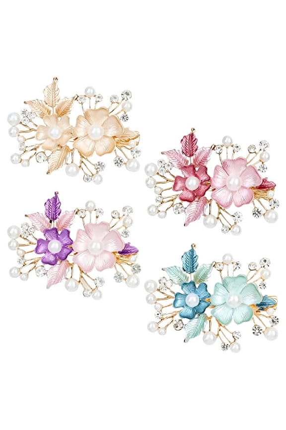 4 Pack Luxury Glitter Sparkly Jeweled Gems Crystals Rhinestones Retro Vintage Butterfly Metal French Barrettes Alligator Snap Hair Clips Pins Headpieces Accessories for Women Girls