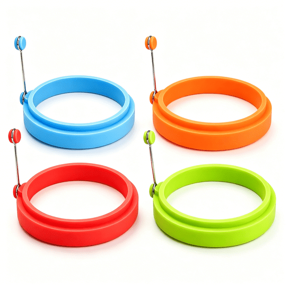 ACDANC 4 Pack Multicolor Silicone Cooking Egg Rings Non-Stick Pan for Kitchen Breakfast Pancake Burger Mold Easy Clean Dishwasher Safe Bpa Free