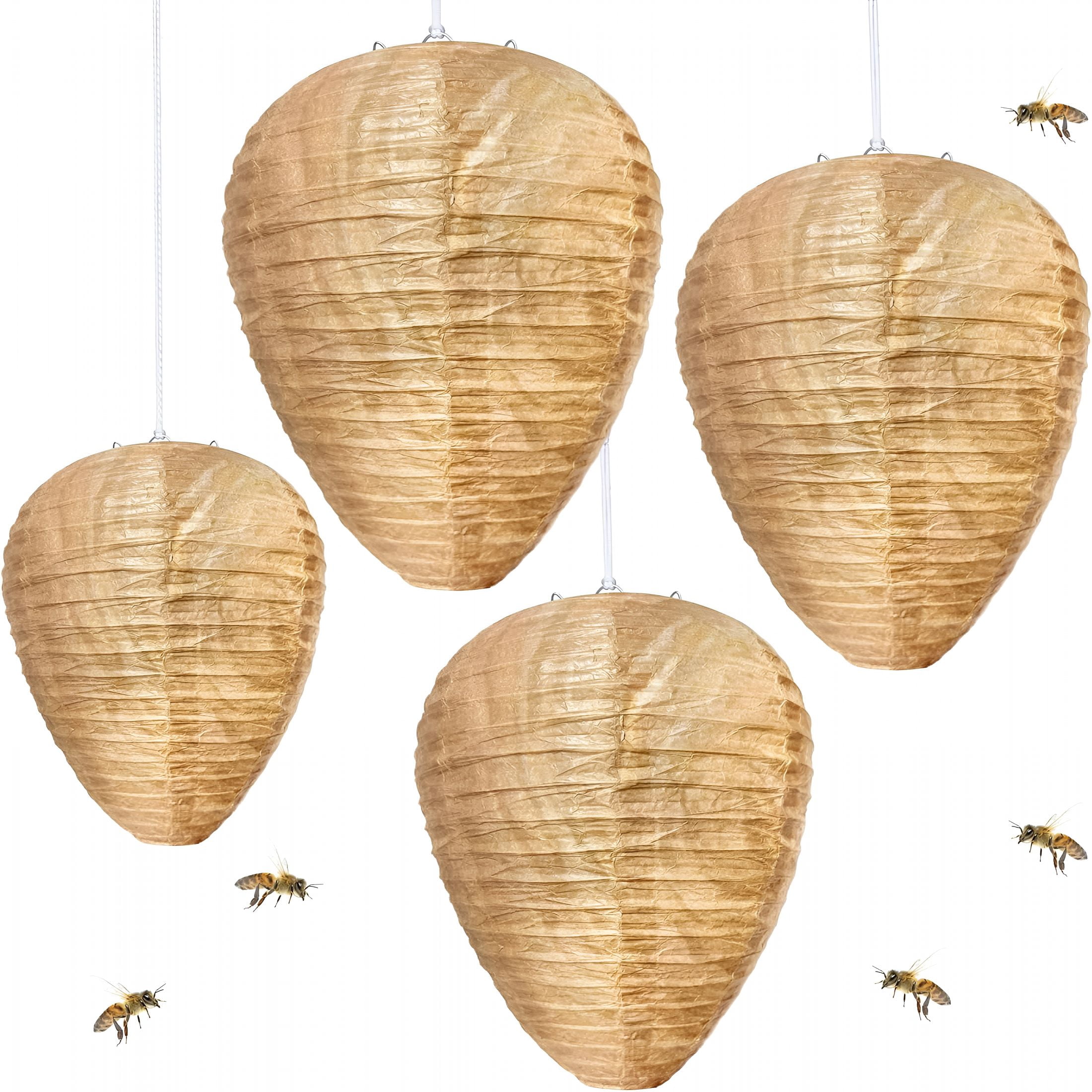 Fake Bee Insect ACDANC 4 Pack Paper Fake Wasp Nest Decoy Hanging, Fake Hornet Nest ...