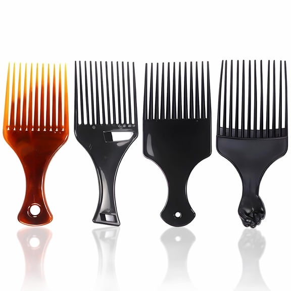 ACDANC 4-Pack Plastic Wide-Tooth Afro Lift Combs for Styling,Detangling,Adding Volume,Suitable for Long,Curly,Thick Hair,Wigs,And Beards-For Men&Women