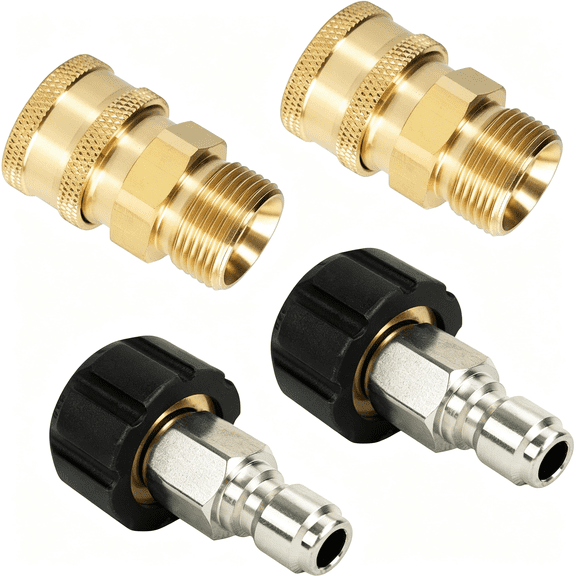 ACDANC 4 Pack Pressure Washer Quick Connect Kit,Quick Disconnect Kit,Metric M22 14Mm to 3/8" Quick Connect Kit,5000 Psi Pressure Washer Quick Connect Kit
