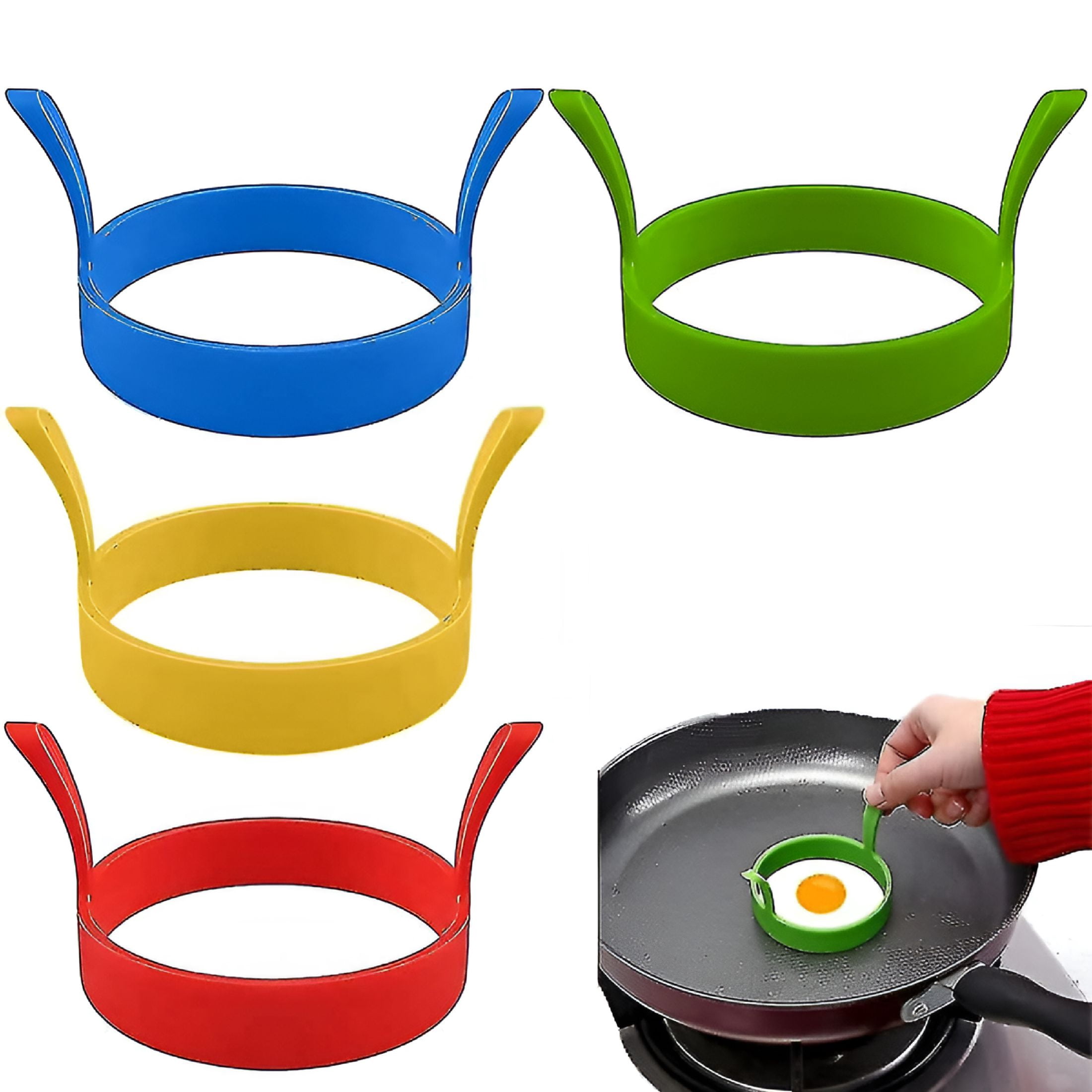 ACDANC 4 Pack Silicone Egg Rings,3.1inch Non Stick Egg Moulds Egg ...